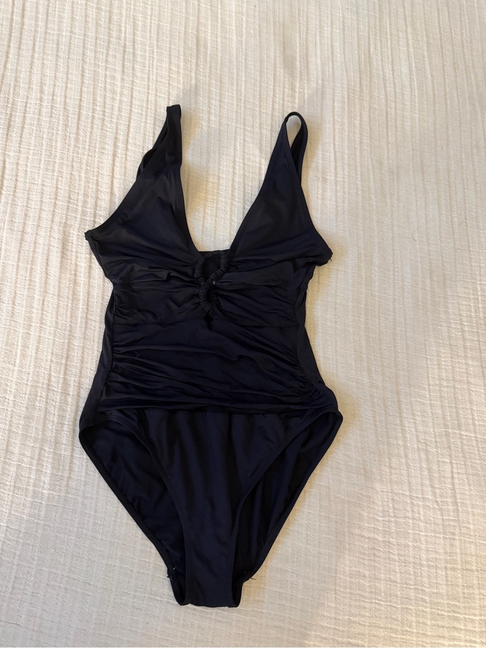 Lauren Ralph Lauren Black Ruched One-Piece Swimsuit